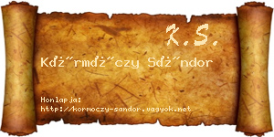 Körmöczy Sándor névjegykártya